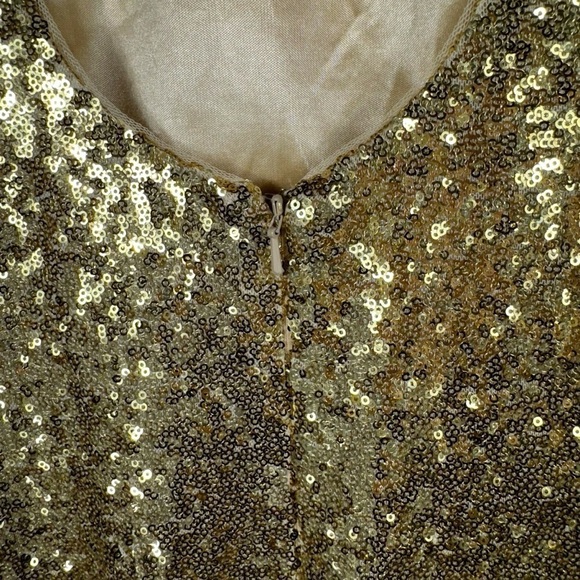 Revelry Chloe Sequin Scoop Neck Cap Sleeve Low Back Dress Gown, Gold, Size 4 NWT - Picture 10 of 16